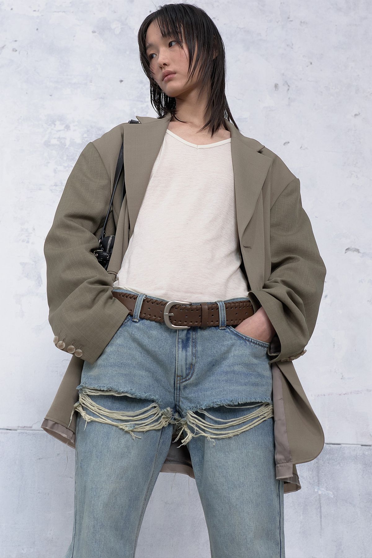 다이닛(DEINET) HAND STITCH WESTERN BELT IN BROWN