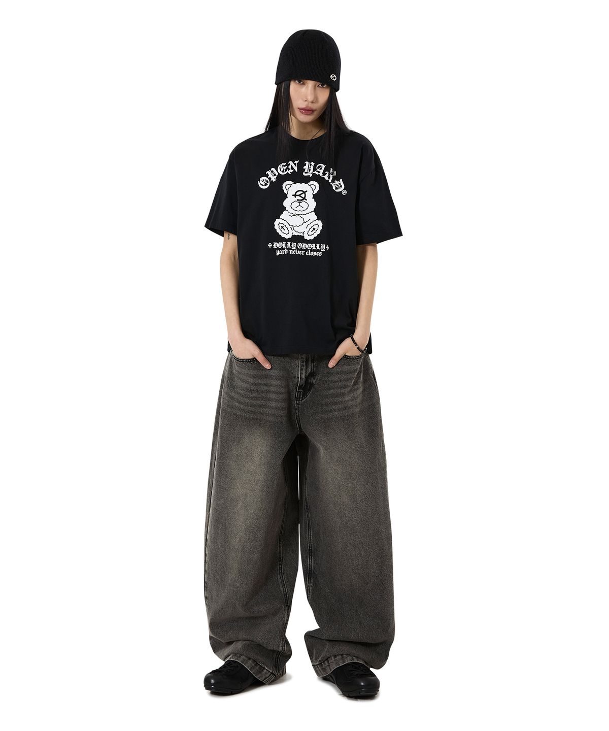 오픈야드(오와이)(OPENYARD(OY)) GOTHIC DOLLY TEE - BLACK
