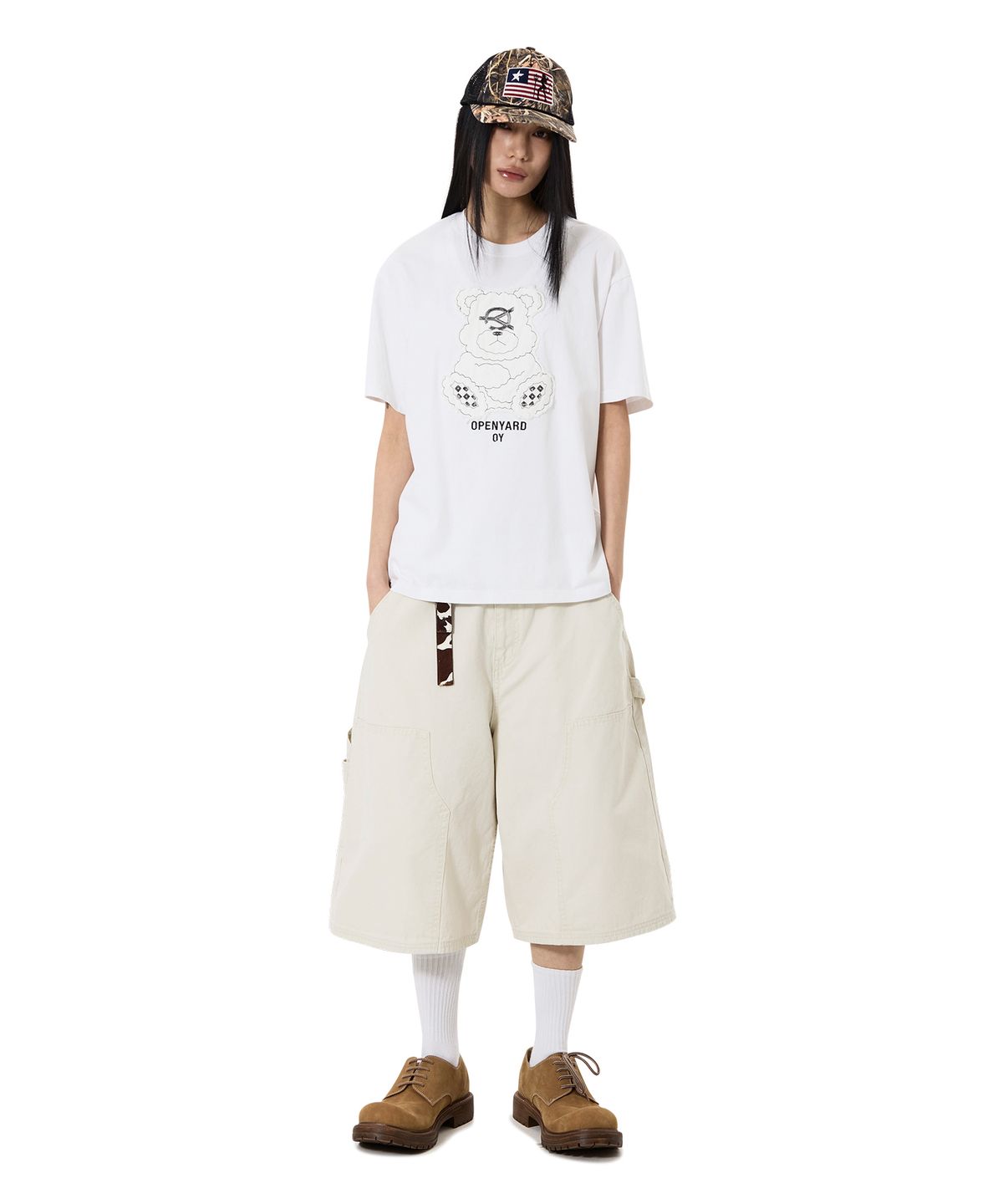 오픈야드(오와이)(OPENYARD(OY)) PATCH DOLLY TEE - WHITE