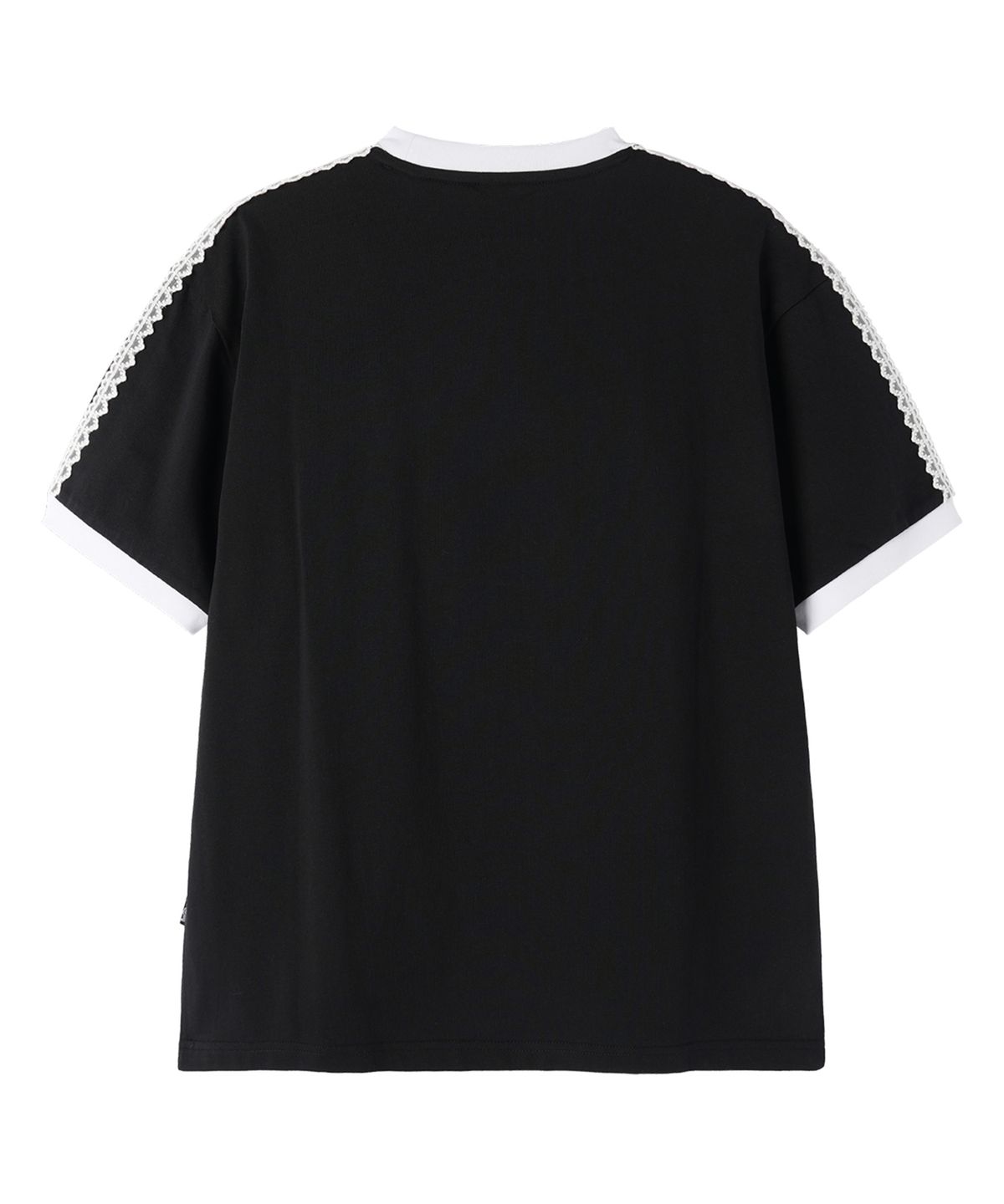 오픈야드(오와이)(OPENYARD(OY)) LACE DOLLY RINGER TEE - BLACK
