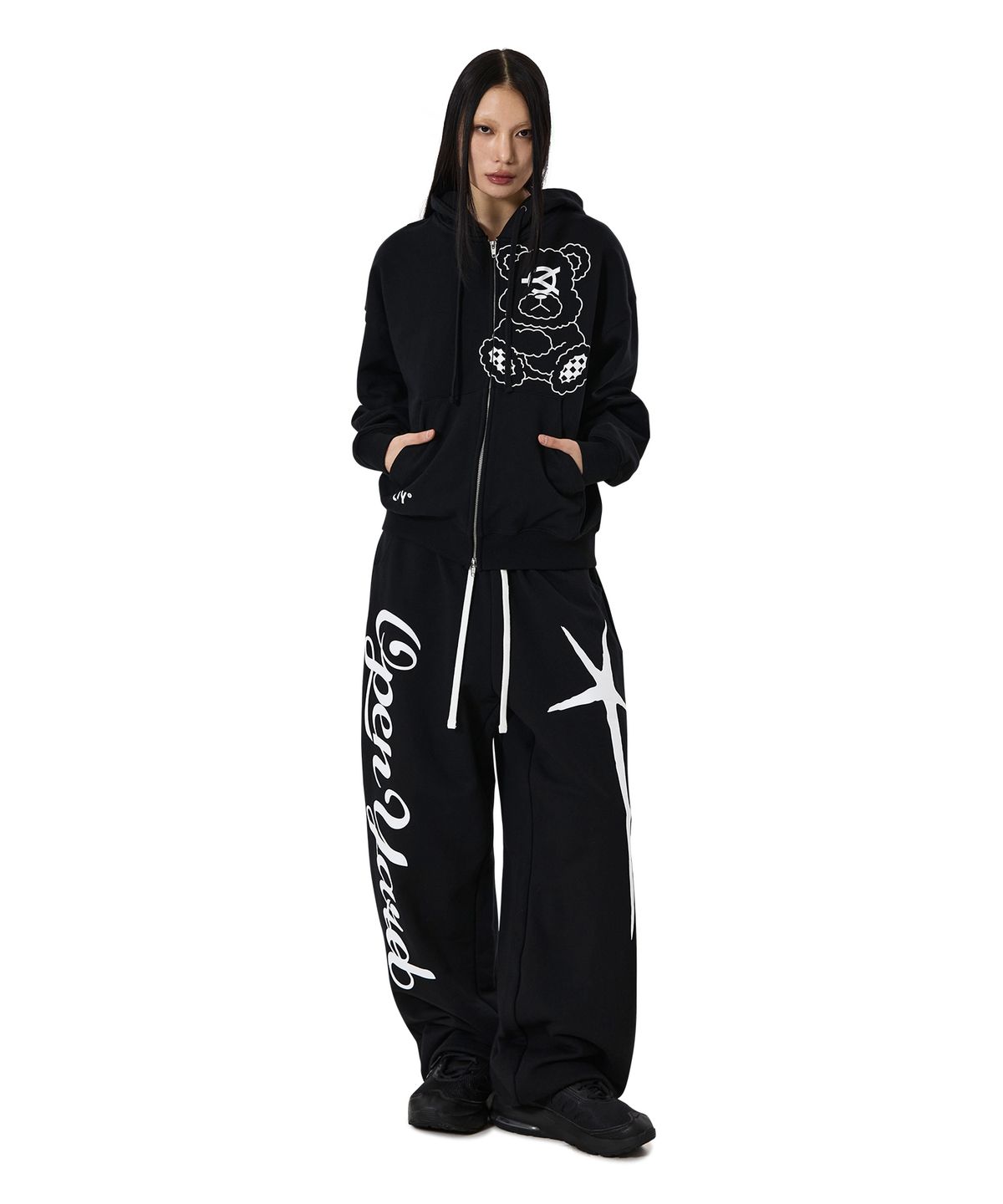 오픈야드(오와이)(OPENYARD(OY)) BIG DOLLY HOODIE ZIP UP - BLACK