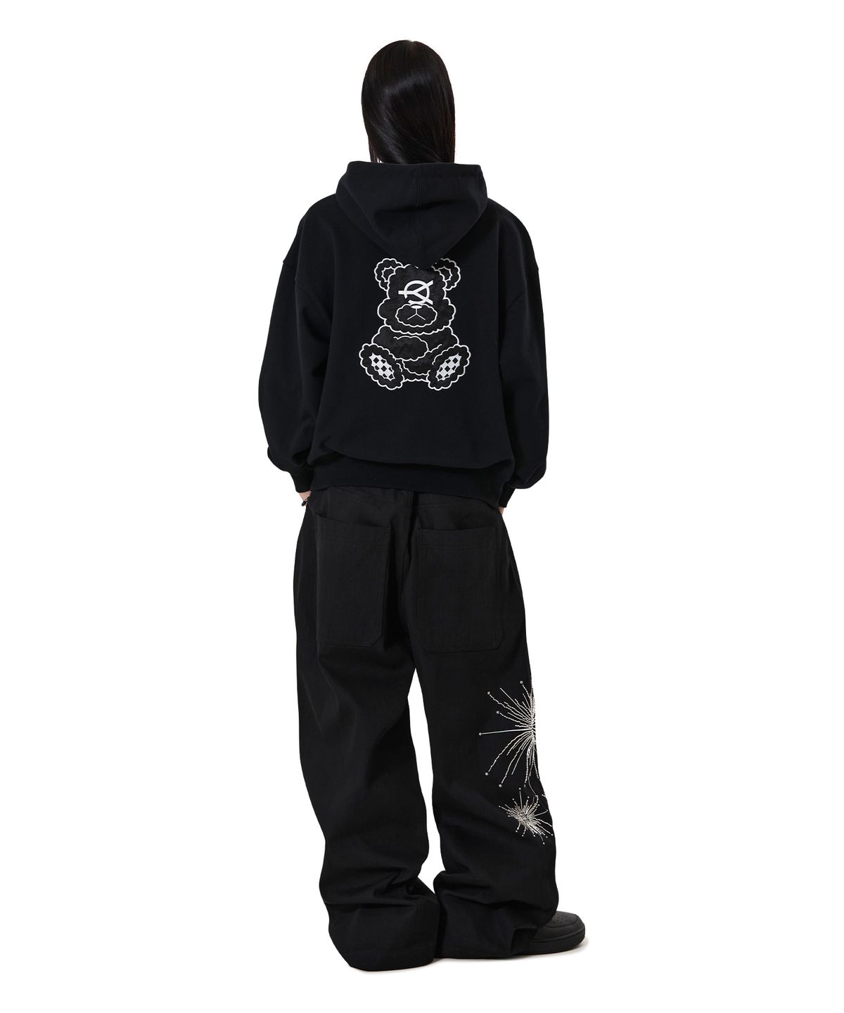 오픈야드(오와이)(OPENYARD(OY)) PATCH DOLLY HOODIE ZIP UP - BLACK