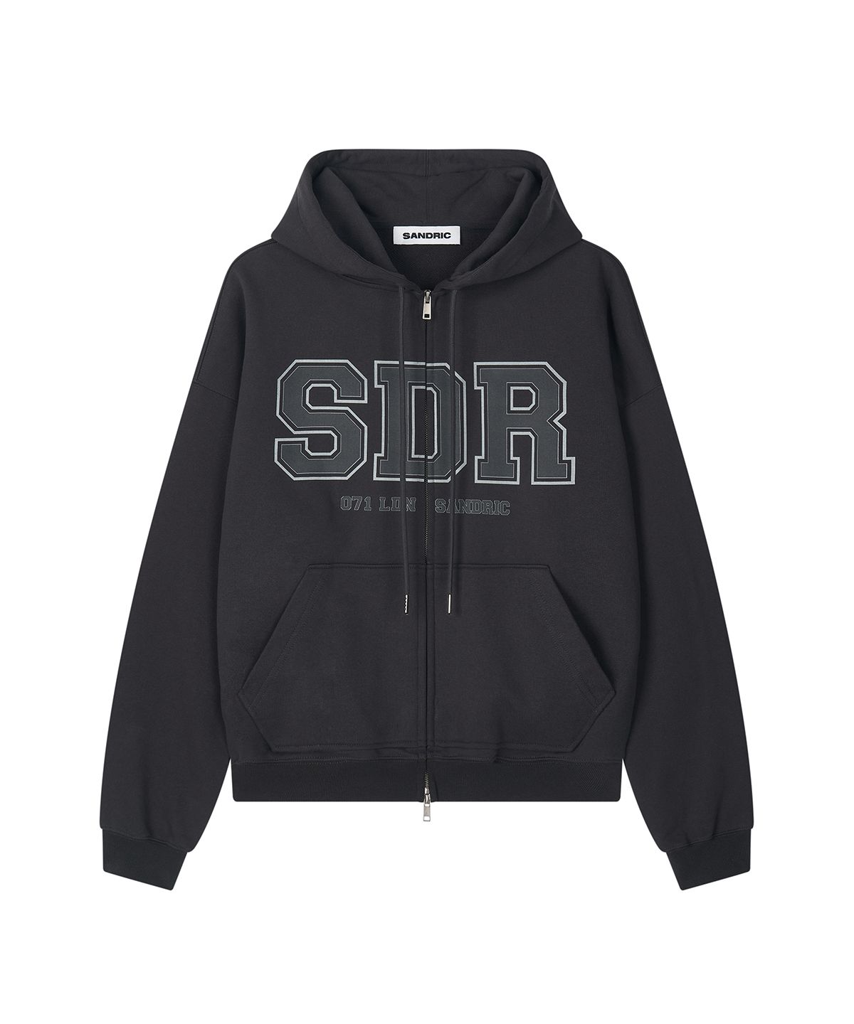 샌드릭(SANDRIC) Overfit Logo Hood Zip-up_Charcoal