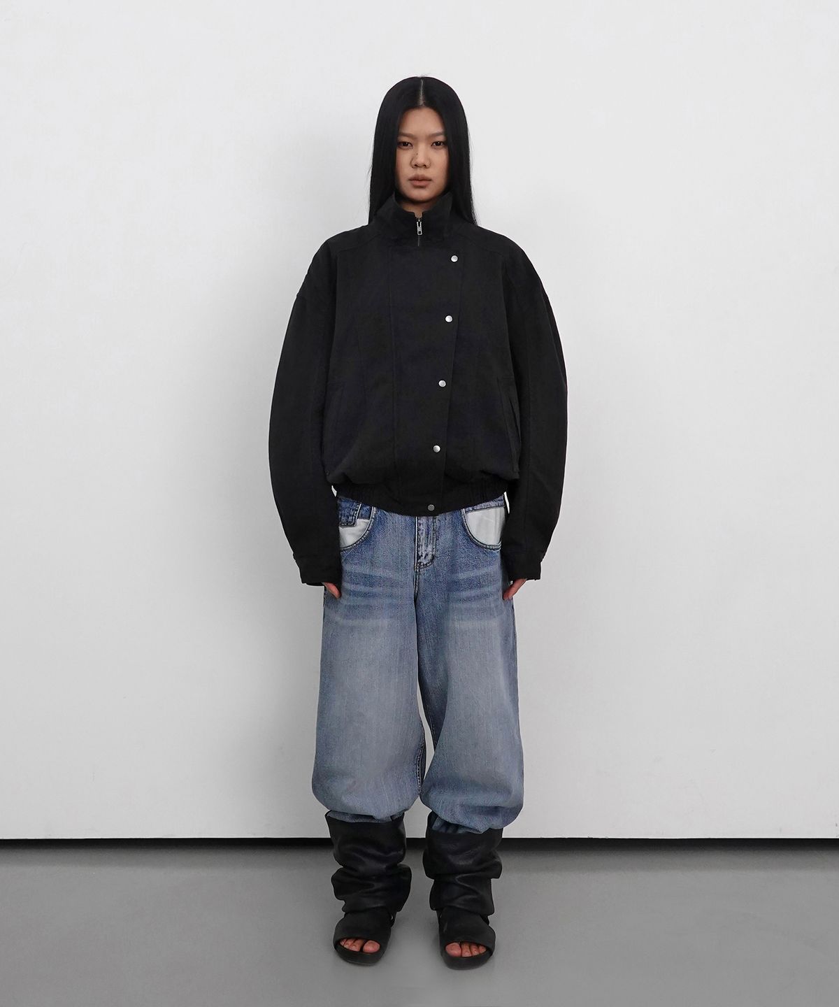 샌드릭(SANDRIC) Side Button Cotton Jacket_Black