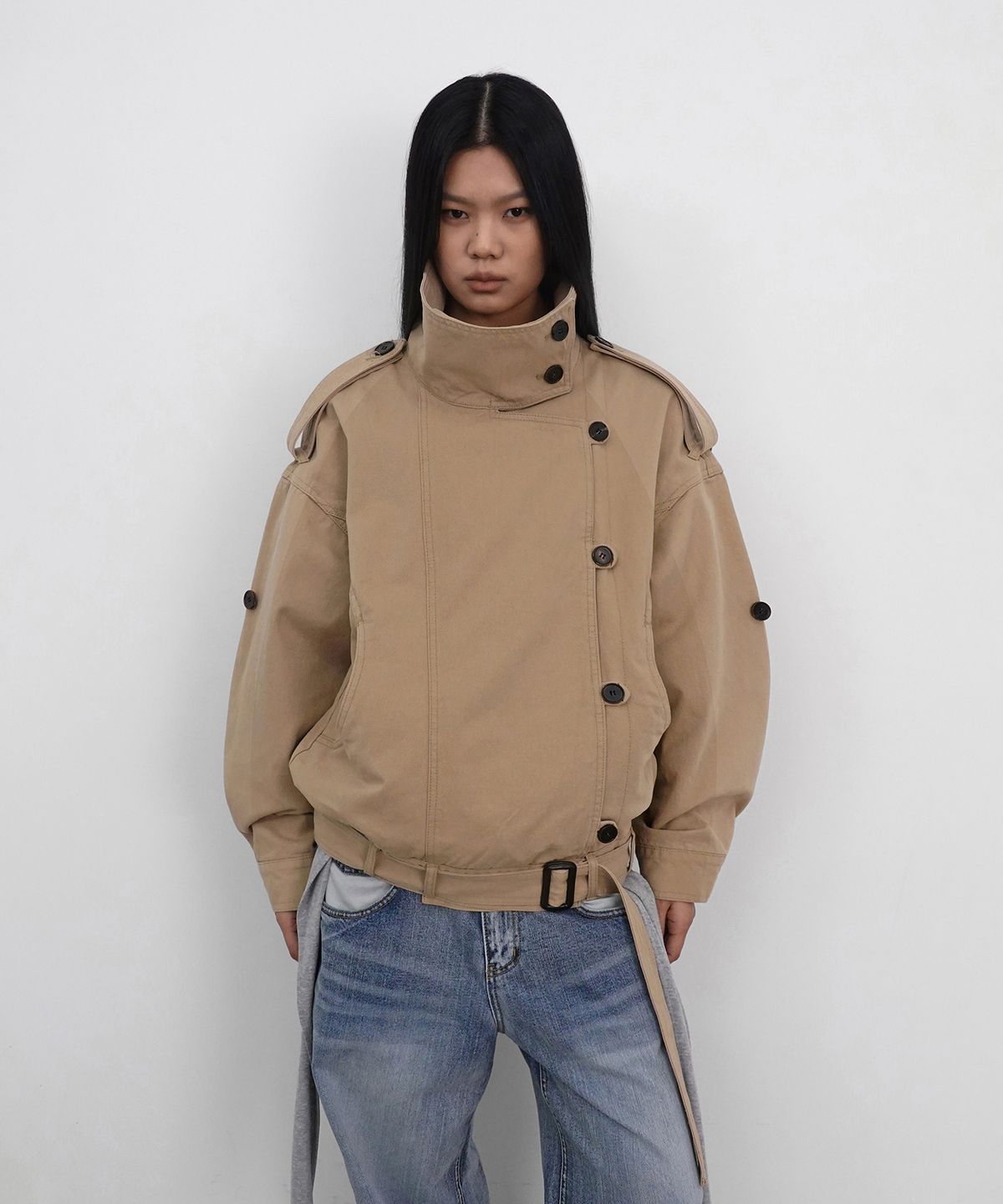 샌드릭(SANDRIC) High Neck Cotton Jacket_Beige