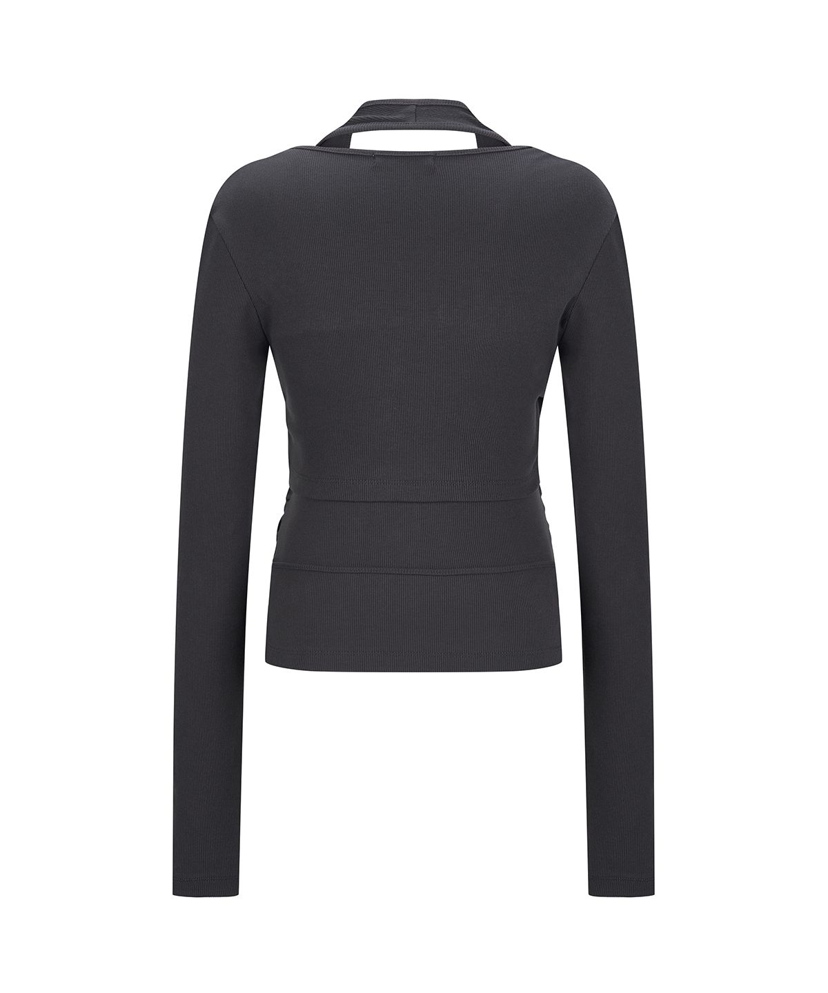 샌드릭(SANDRIC) Layered Halter Wrap Long Sleeve_Charcoal