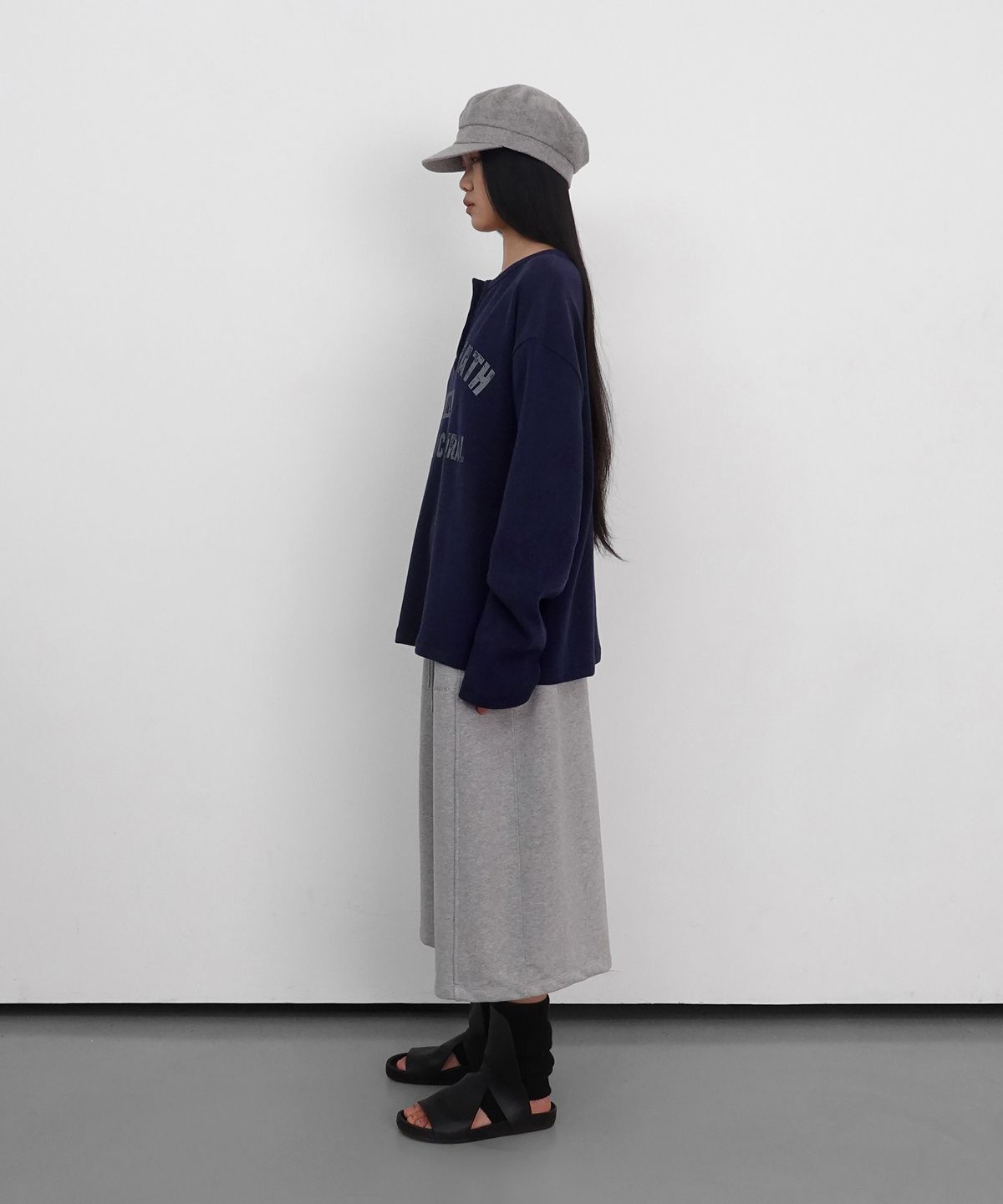 샌드릭(SANDRIC) Henley Neck Waffle Long Sleeve_Navy