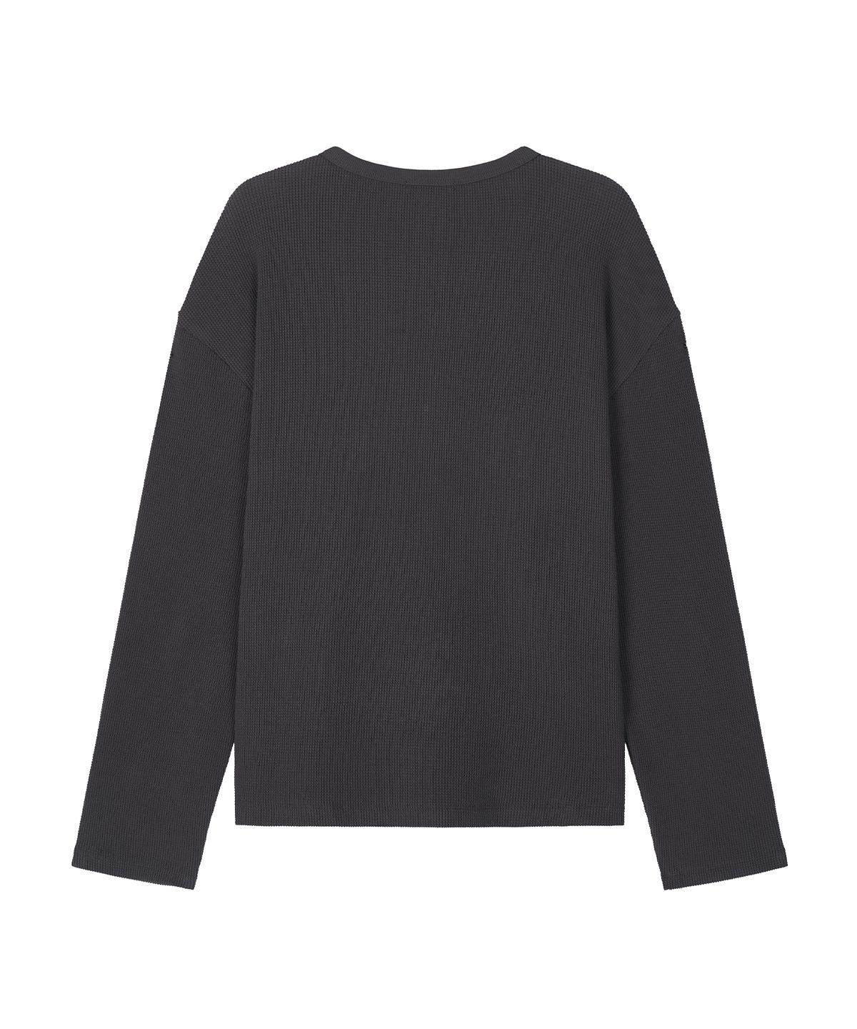 샌드릭(SANDRIC) Henley Neck Waffle Long Sleeve_Charcoal
