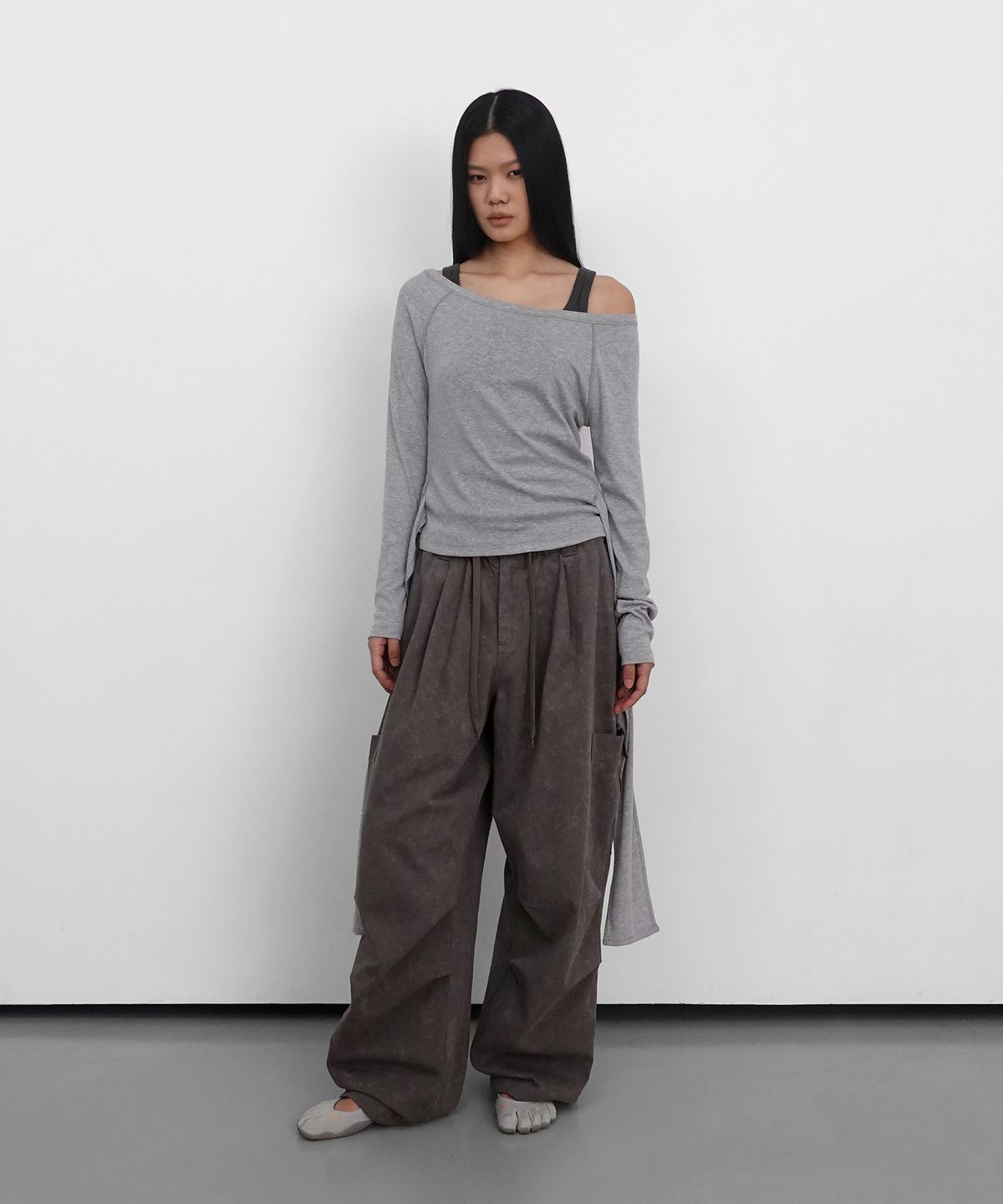 샌드릭(SANDRIC) Wide Cargo Cotton Pants_Brown