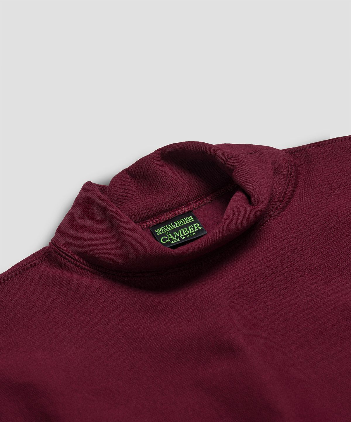 캠버 스포츠웨어(CAMBER SPORTSWEAR) 크로스니트 모크넥 스웻셔츠, 버건디