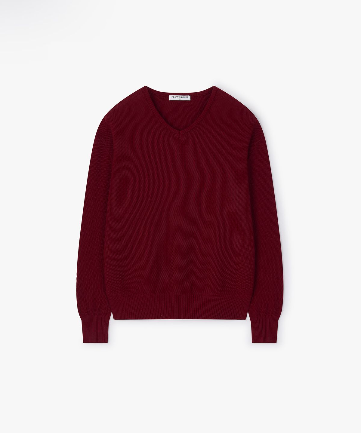 플로즈룸(FLAWSROOM) Waffle Cotton V Neck BURGUNDY