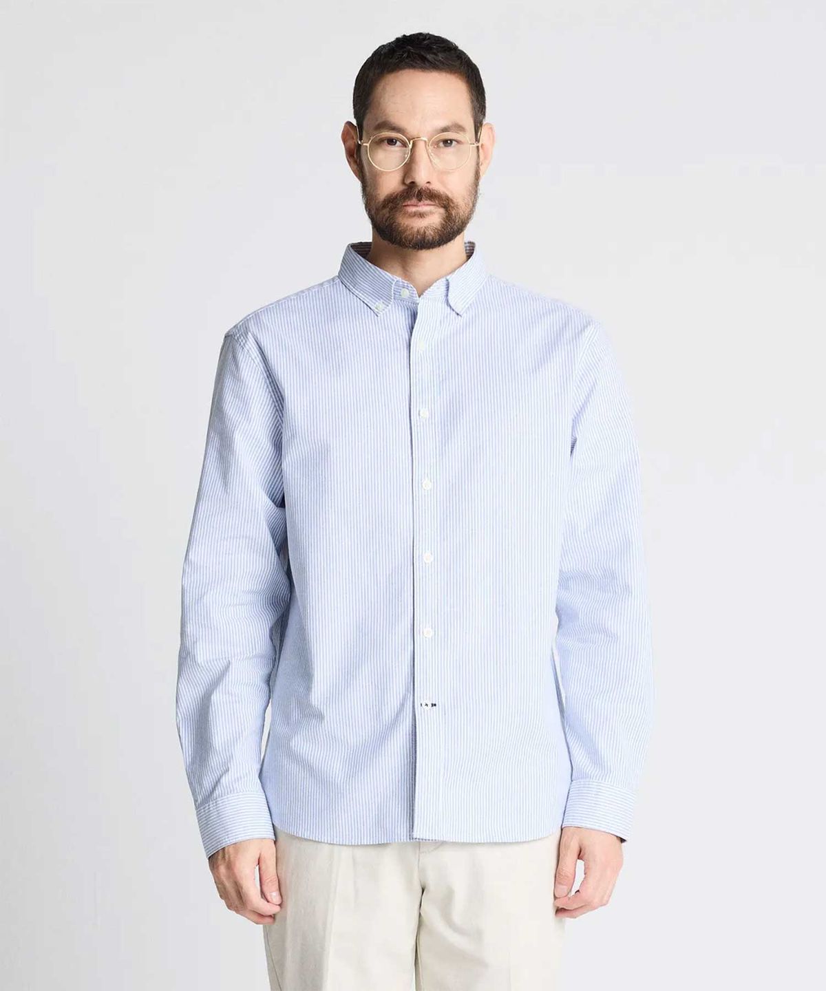 에스티코(STCO) DIEMS Compact Stretch Oxford Shirts 블루 스트라이프 (레귤러핏)_DDSWZ05ETL