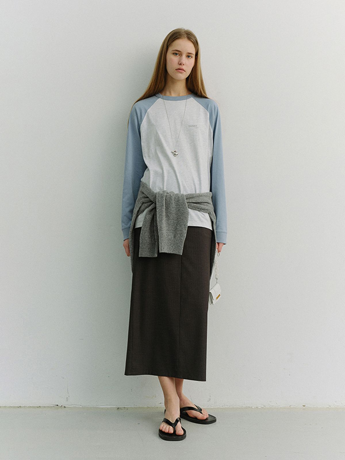 던스트(DUNST) UNISEX RAGLAN T-SHIRT_UDTS6A116_SKY BLUE / LIGHT MELANGE GREY