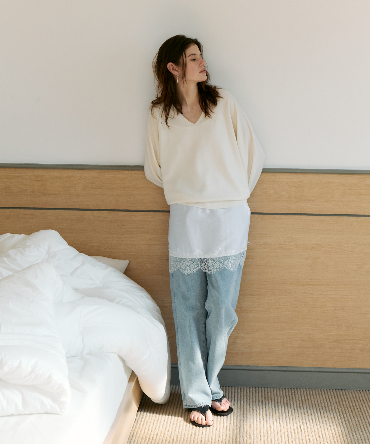 더 릴(THE LILLE) Merino wool v-neck knit_ivory