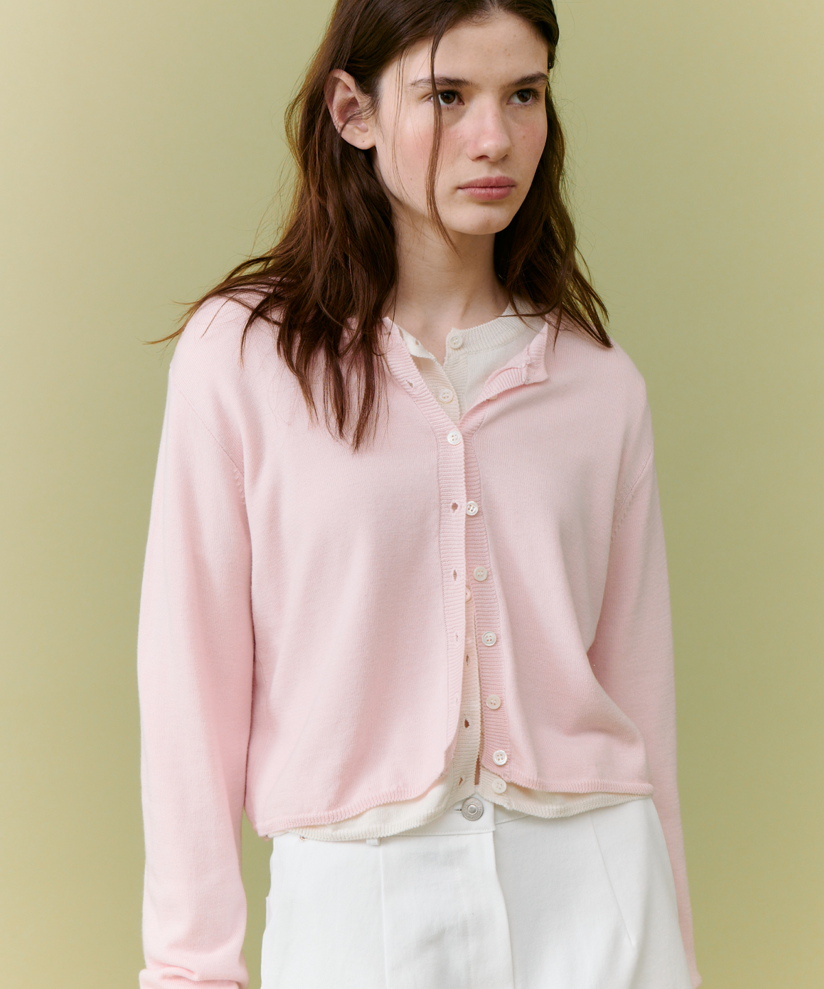 더 릴(THE LILLE) Crop button cardigan_pink