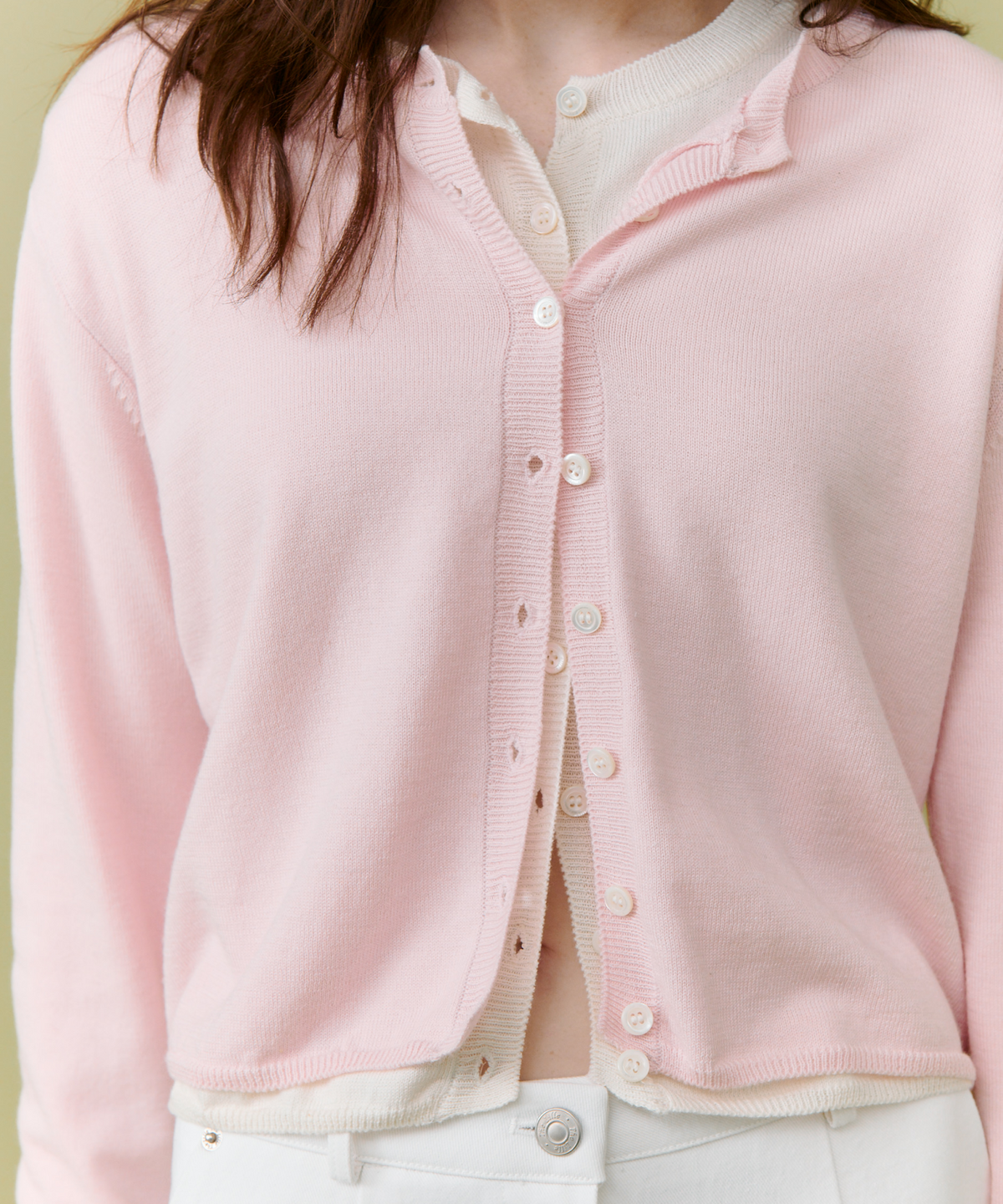 더 릴(THE LILLE) Crop button cardigan_pink