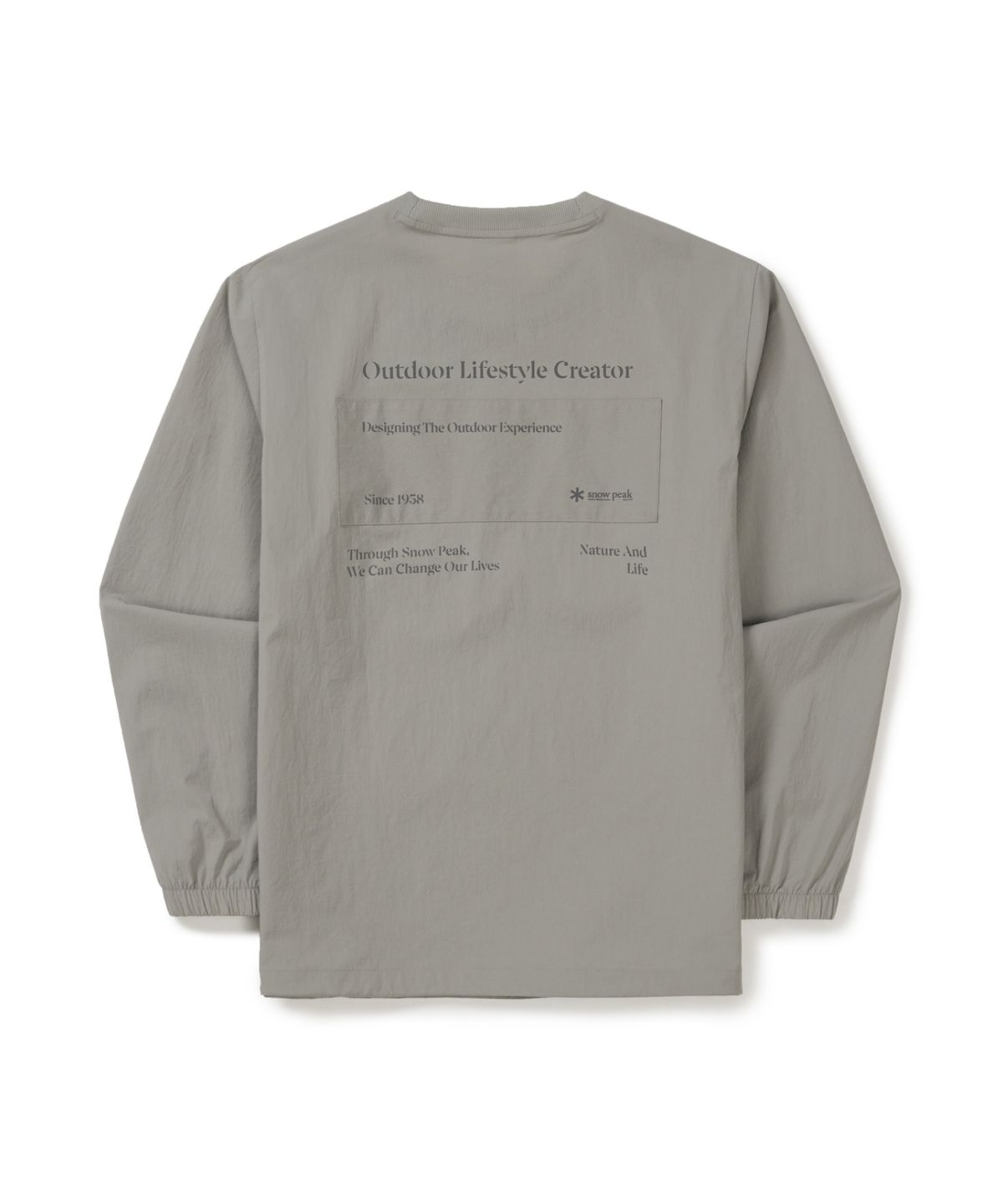 스노우피크 어패럴(SNOWPEAK APPAREL) 루트 레터링 우븐 패치 맨투맨 (S26MMRHT60) Fog Gray
