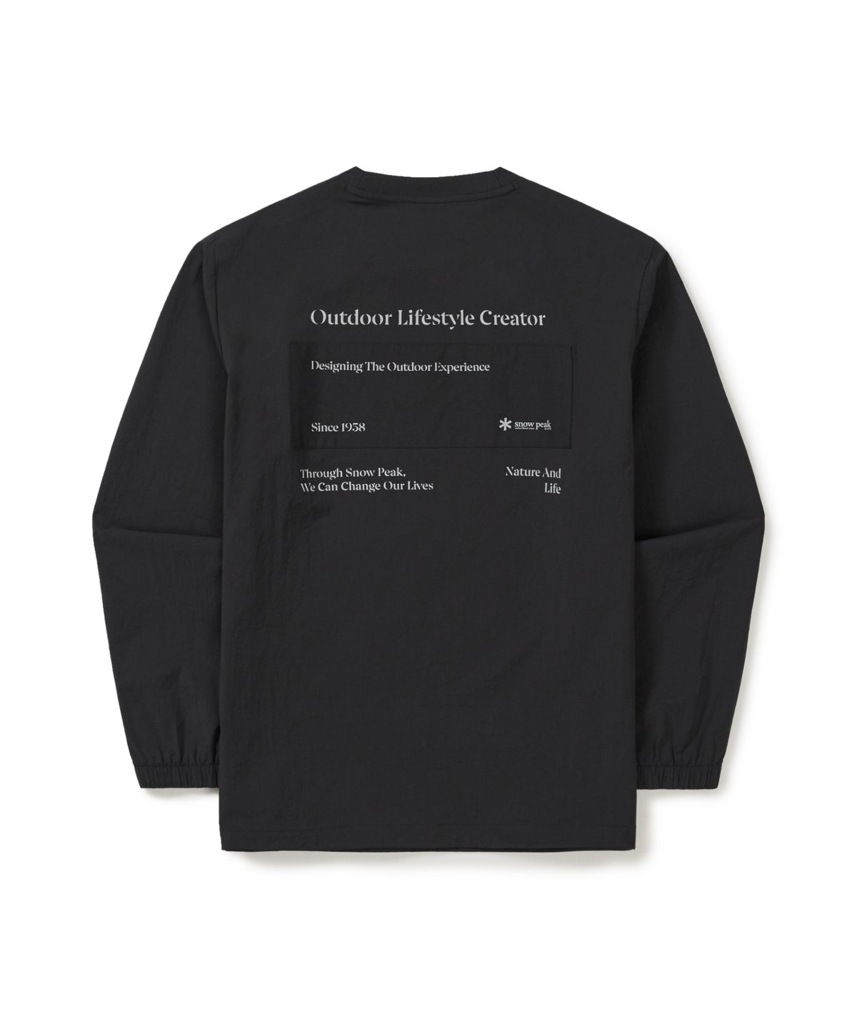 스노우피크 어패럴(SNOWPEAK APPAREL) 루트 레터링 우븐 패치 맨투맨 (S26MMRHT60) Dark Charcoal