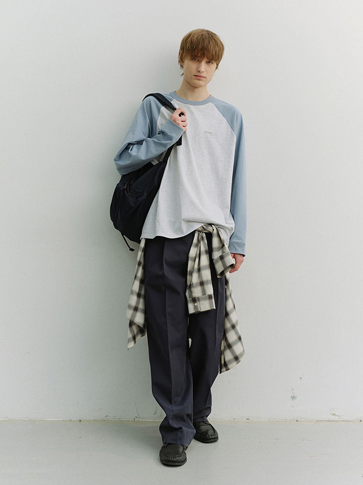 던스트 포 맨(DUNST FOR MEN) RAGLAN T-SHIRT_UNISEX_UDTS6A116_SKY BLUE / LIGHT MELANGE GREY
