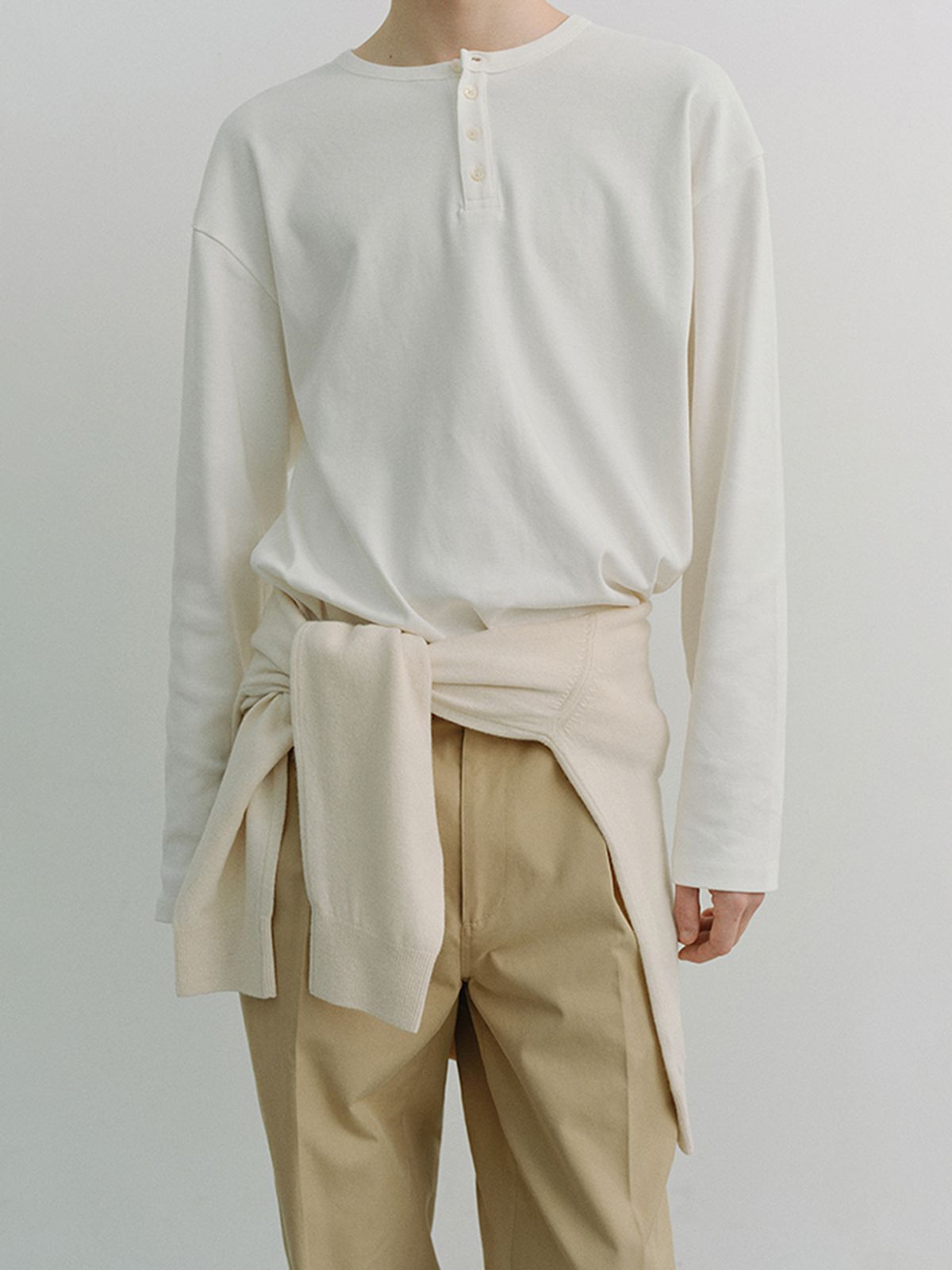 던스트 포 맨(DUNST FOR MEN) HENLEY-NECK T-SHIRT_UNISEX_UDTS6A109_OFF WHITE