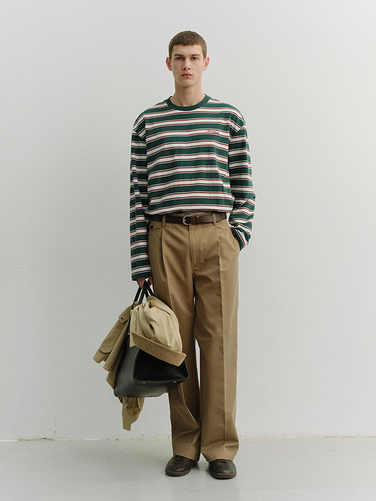 던스트 포 맨(DUNST FOR MEN) STRIPED T-SHIRT_UNISEX_UDTS6A106_GREEN STRIPE