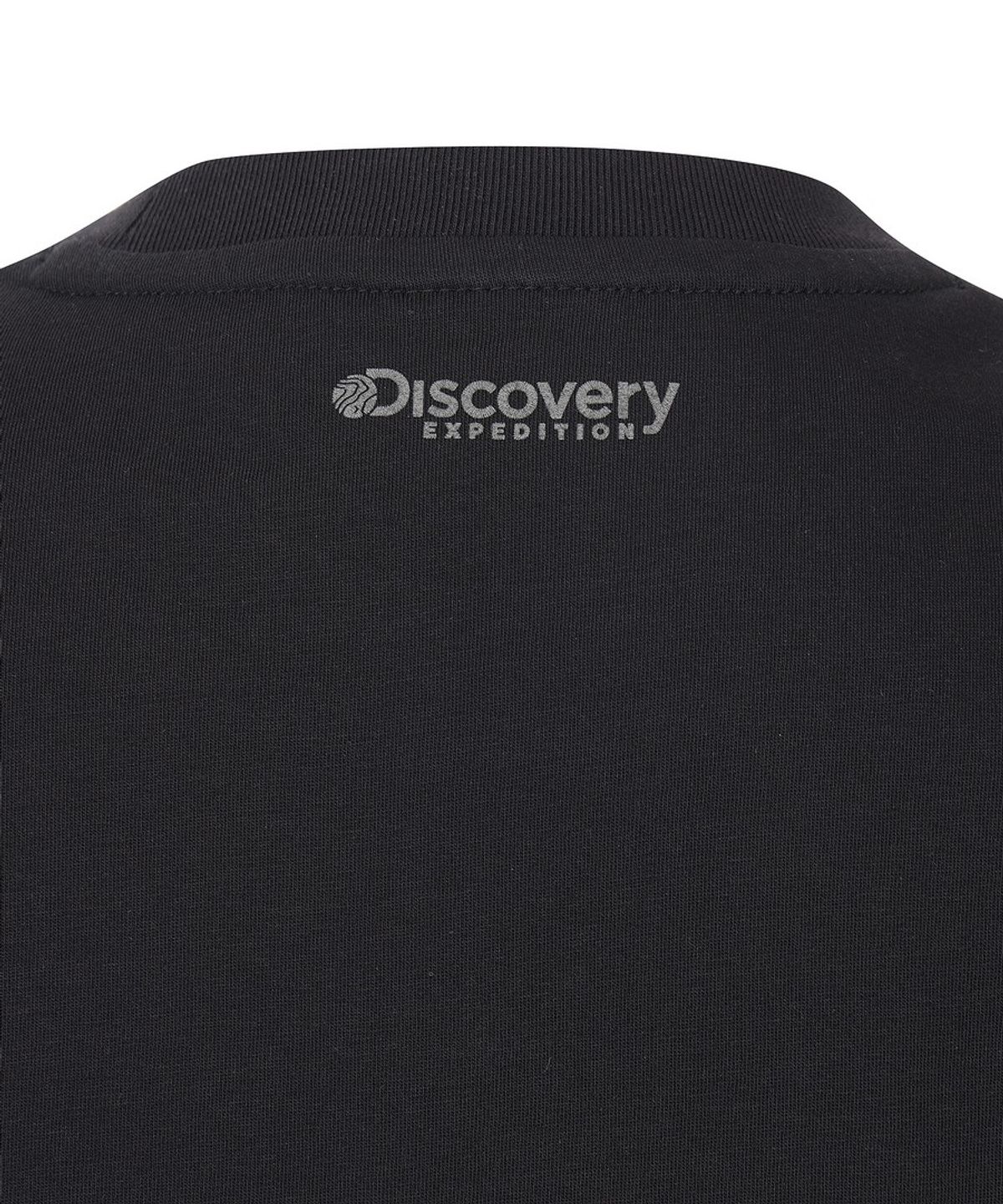디스커버리 익스페디션(DISCOVERY EXPEDITION) 여성 프레시벤트 자수로고 세미크롭 반팔티셔츠 (BLACK)