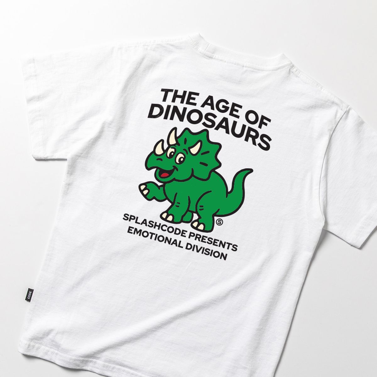 스플래시코드 키즈(SPLASHCODE KIDS) 키즈 반팔 티셔츠 화이트 - 트리케라톱스(Triceratops)