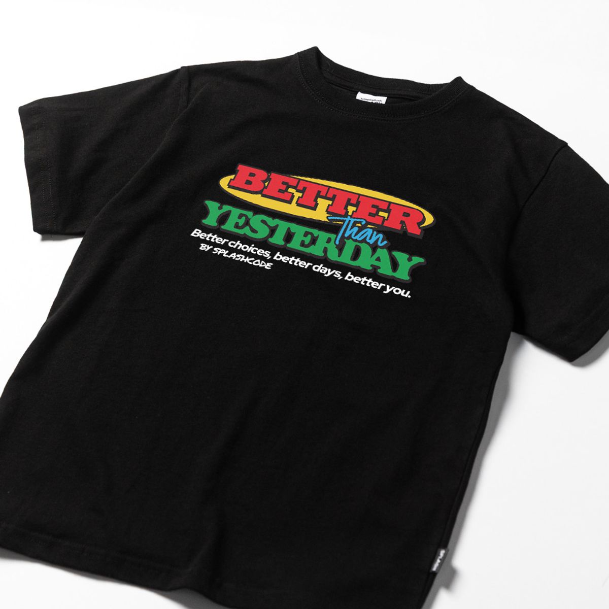 스플래시코드 키즈(SPLASHCODE KIDS) 키즈 반팔 티셔츠 블랙 - 베러 댄 예스터데이(Better Than Yesterday)