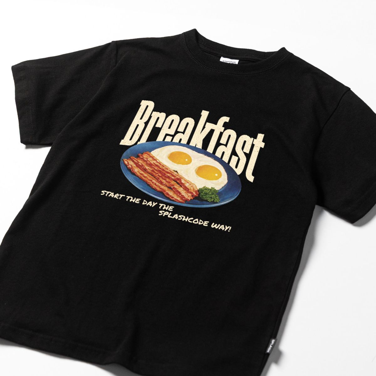 스플래시코드 키즈(SPLASHCODE KIDS) 키즈 반팔 티셔츠 블랙 - 아침(Breakfast)