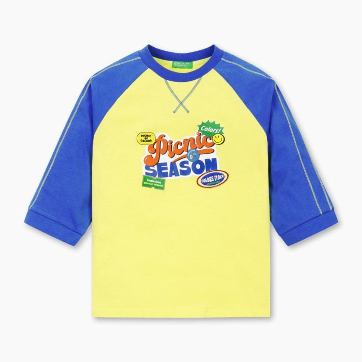 베네통키즈(BENETTONKIDS) 7부 컬러팝 티셔츠_QATS10611BL
