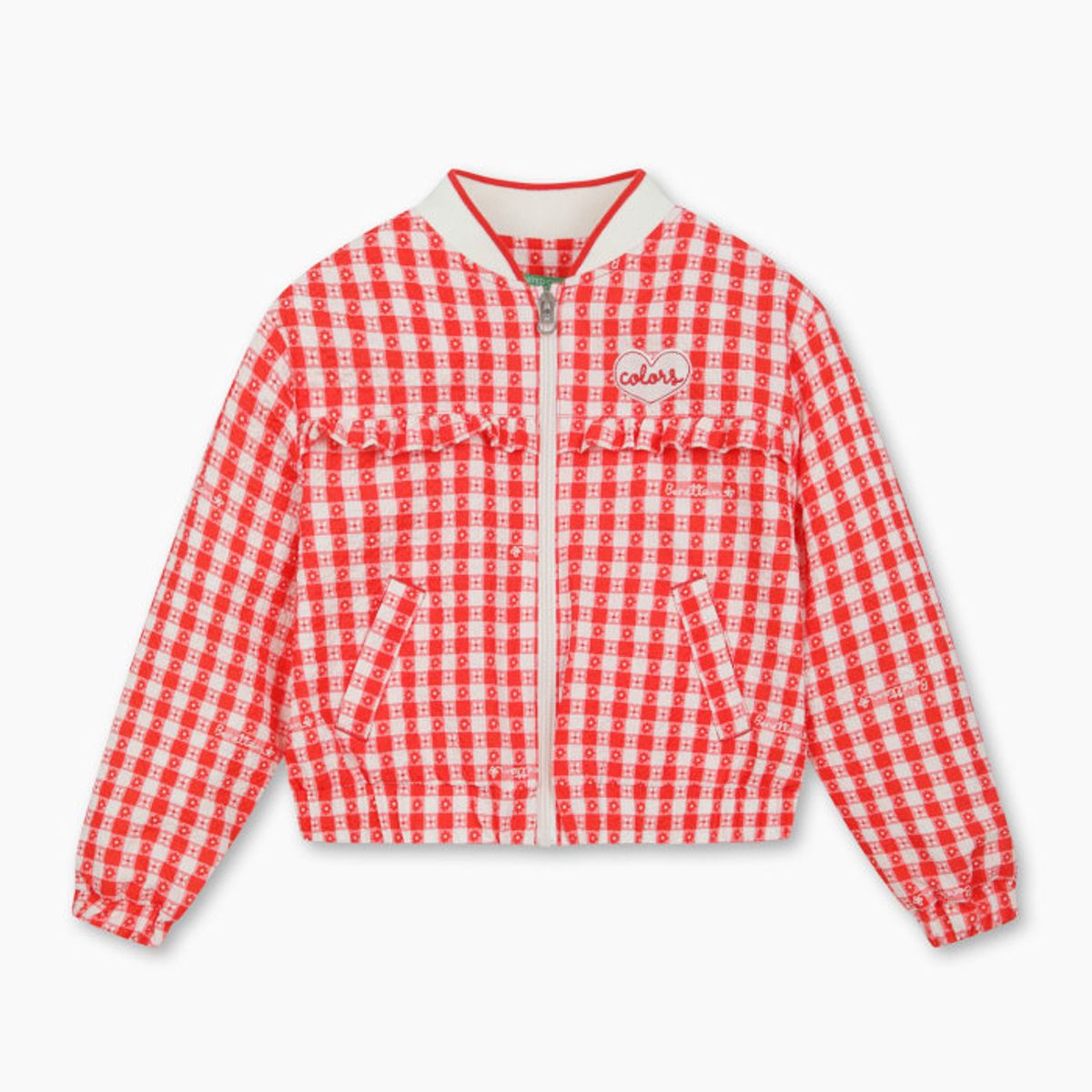 베네통키즈(BENETTONKIDS) 플라워 체크 점퍼_QAJP01611RD