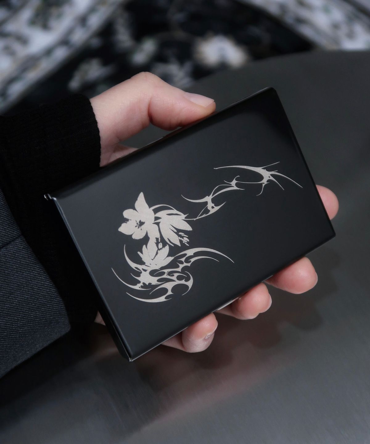 오아트(OART) Flower Metal Card Wallet [BLACK]