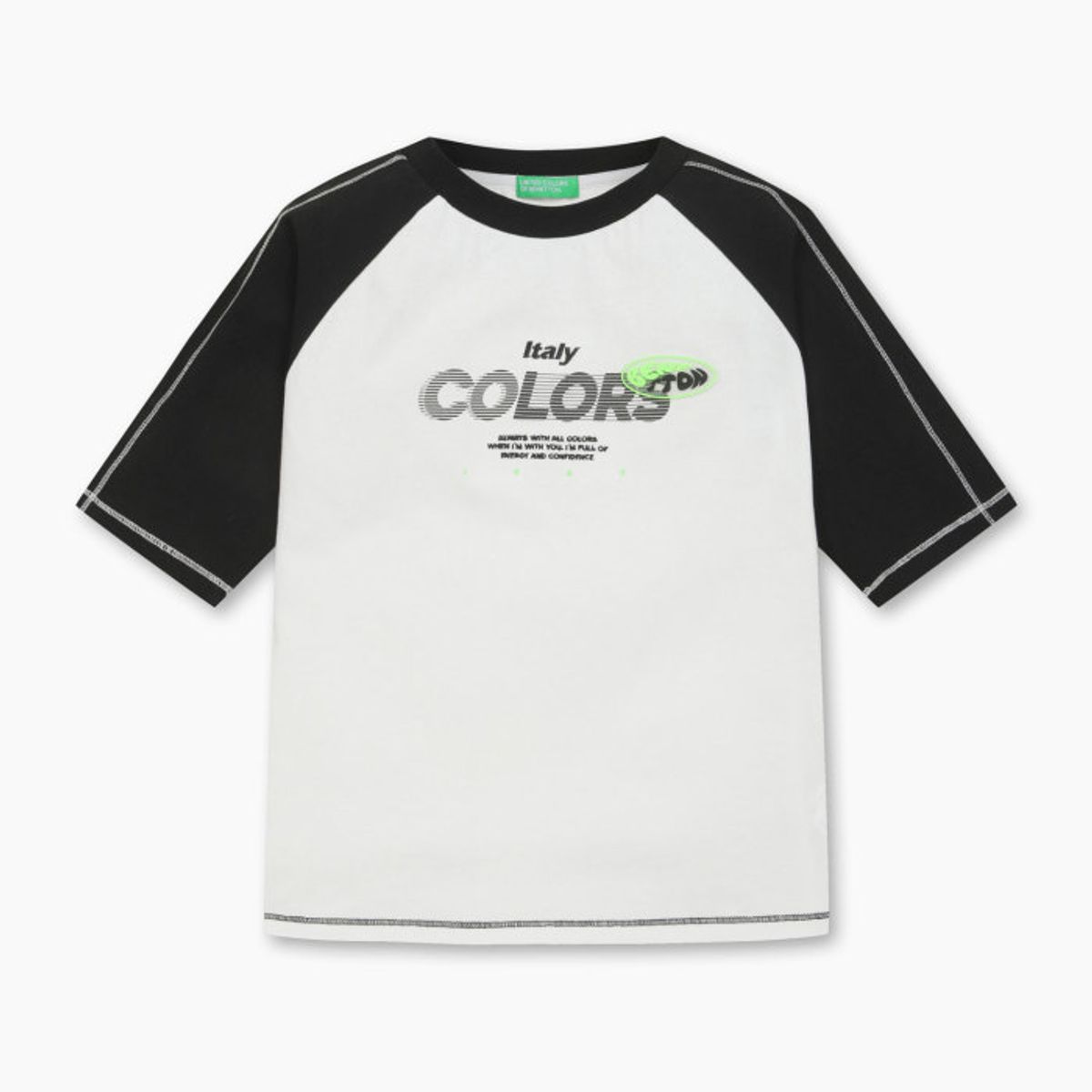 베네통키즈(BENETTONKIDS) 5부 래글런 티셔츠_QATS12611IV