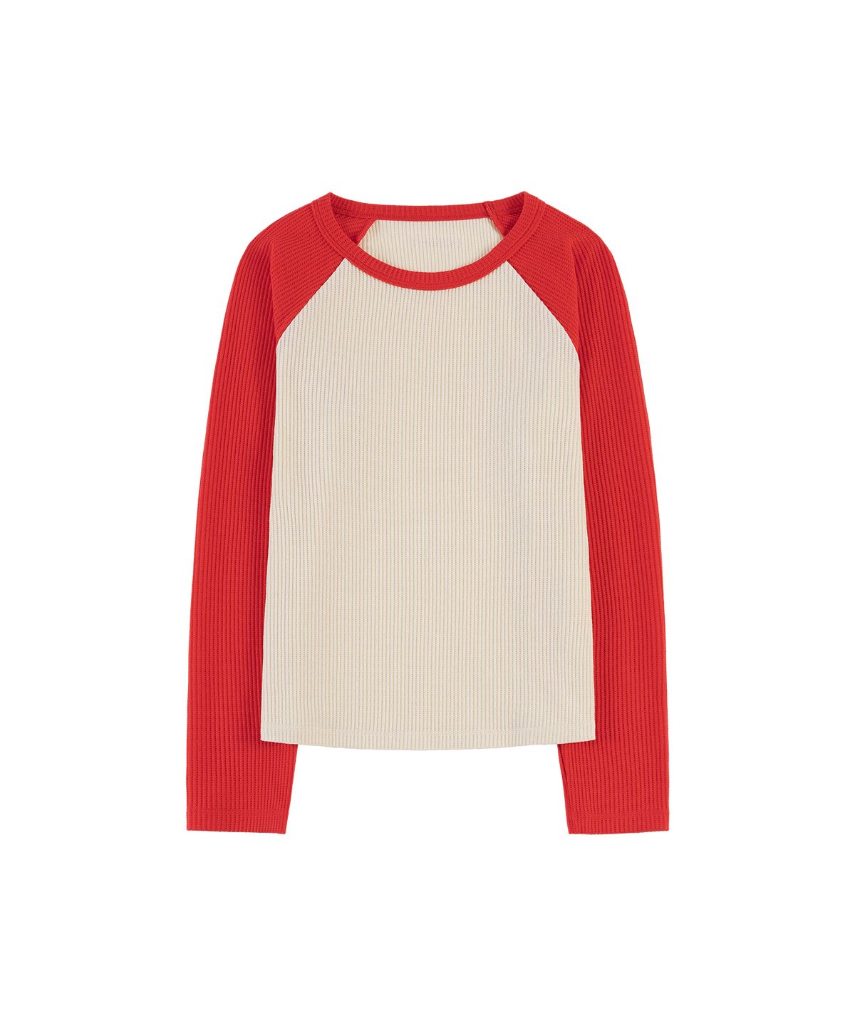 반원 아틀리에(VANONE ATELIER) A3567 와플 래글런 티셔츠_Red