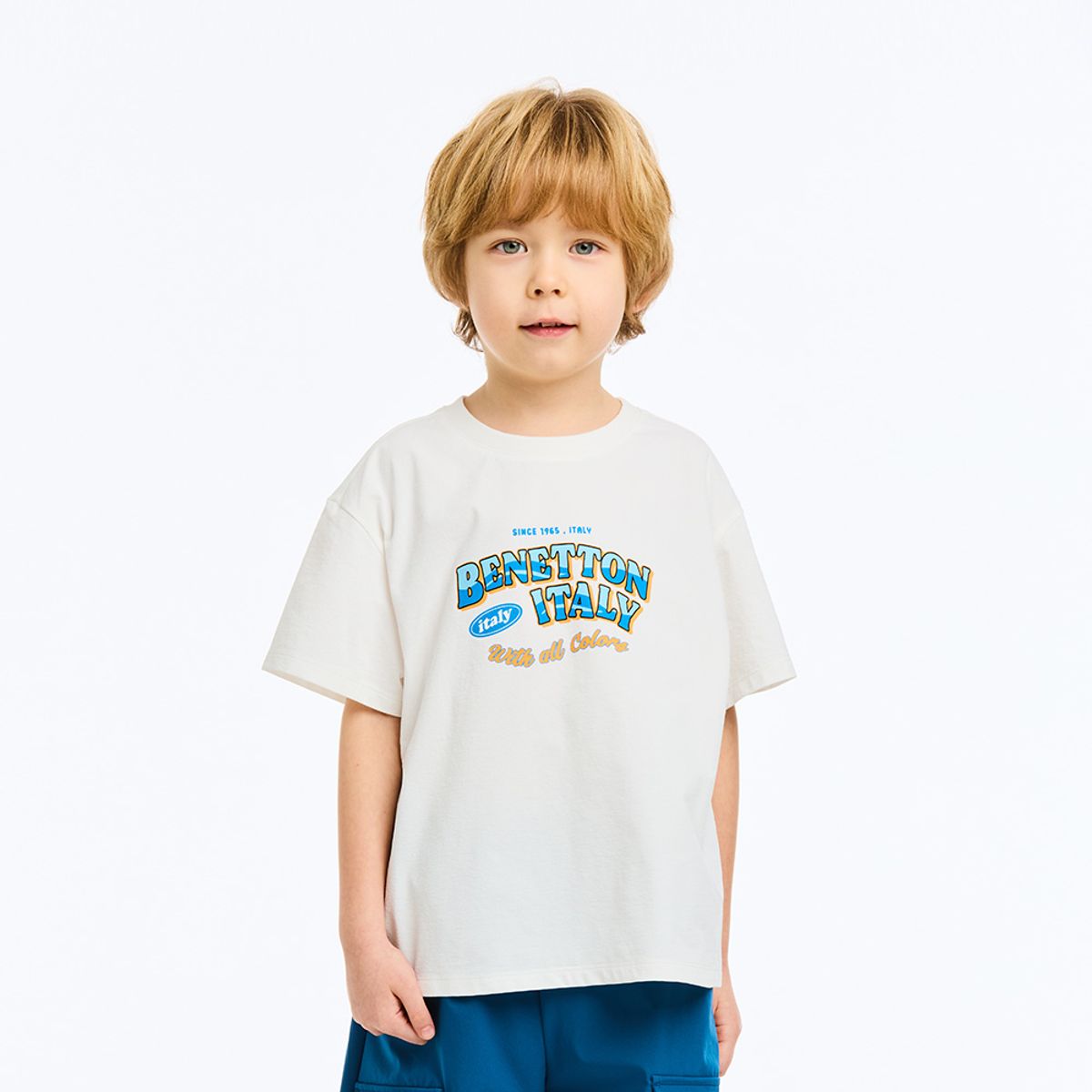 베네통키즈(BENETTONKIDS) 기능성 그래픽 티셔츠_QATS27631WH