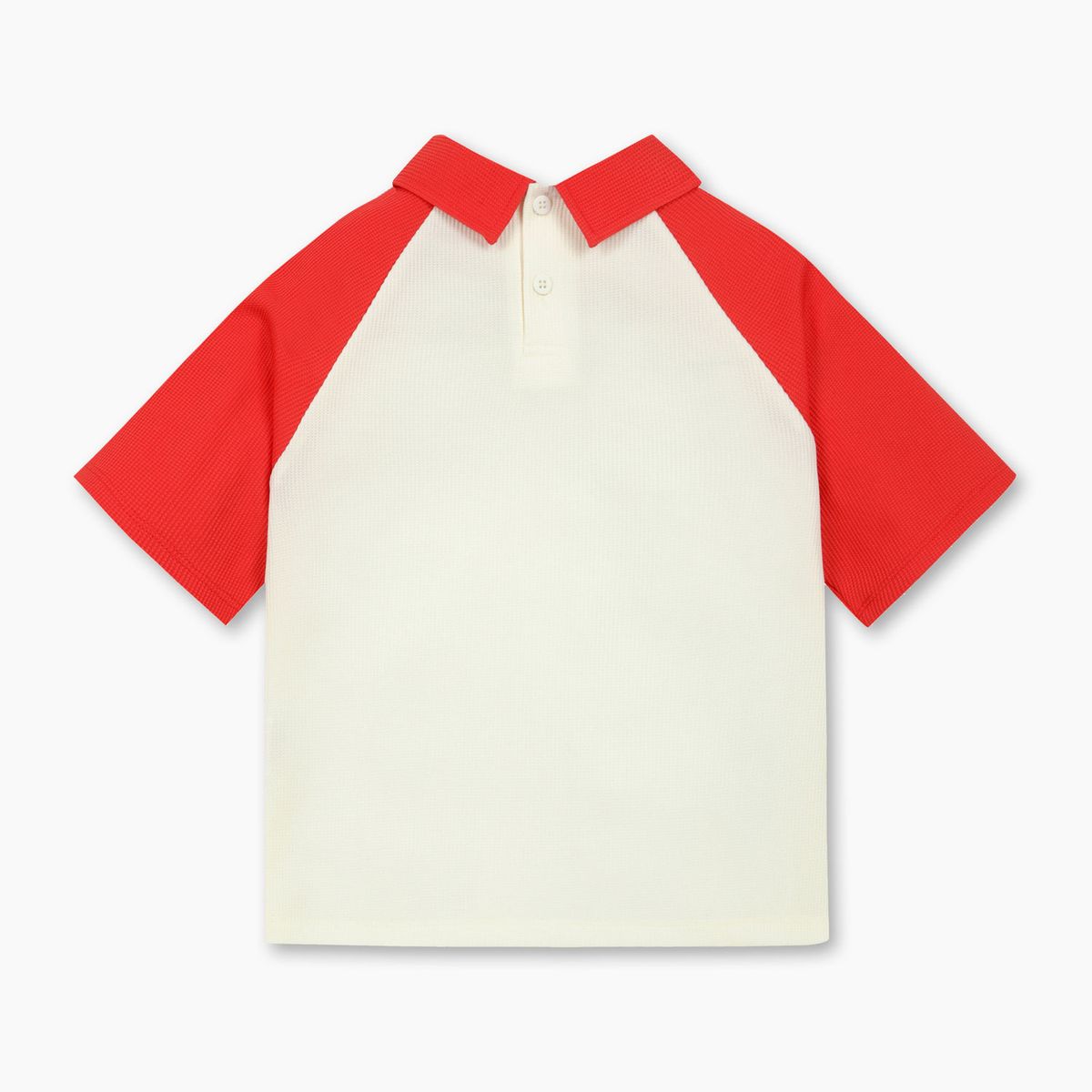베네통키즈(BENETTONKIDS) 래글런 와플 카라 티셔츠_QATS25631RD
