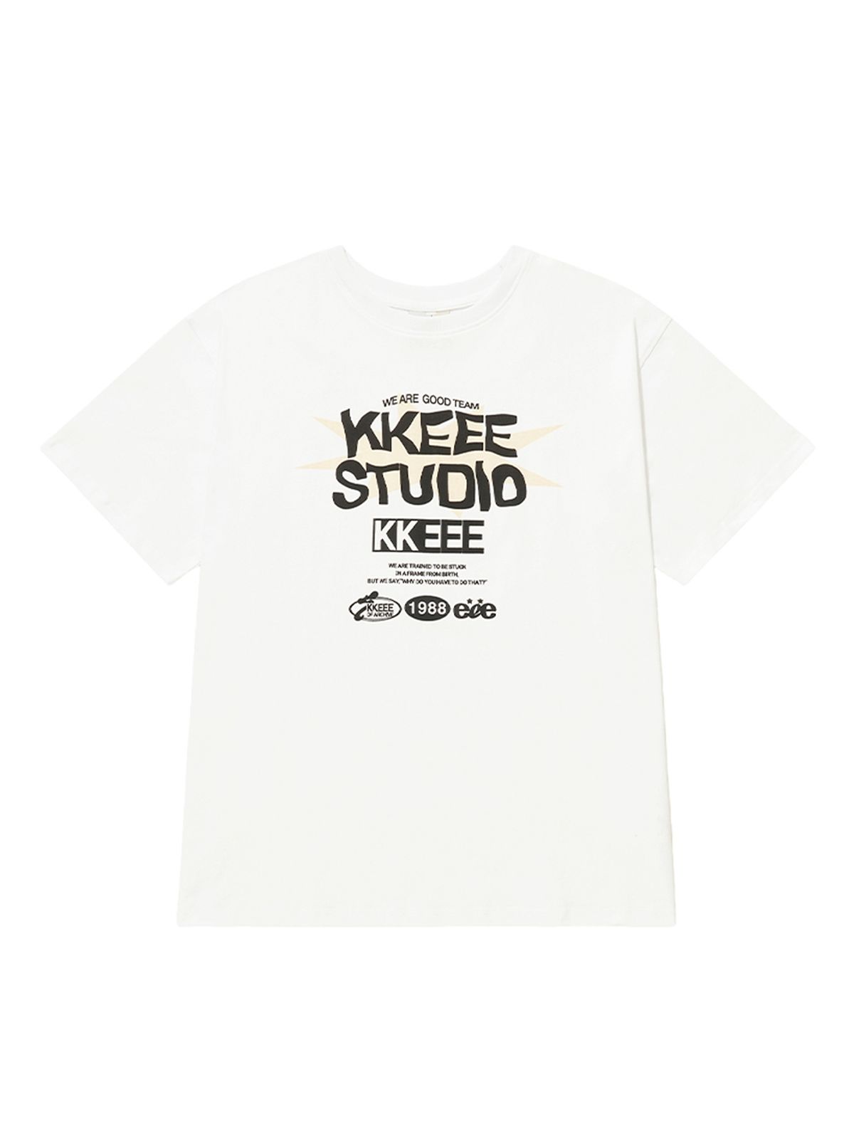 케이케이이이이(KKEEE) 커뮤니티 스타 오버핏 반팔티(2color)