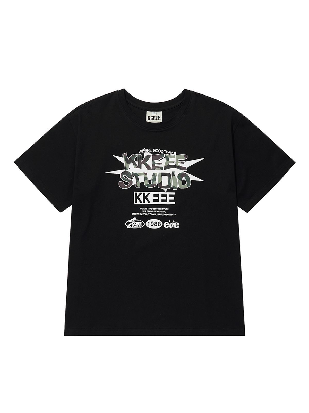케이케이이이이(KKEEE) 커뮤니티 스타 오버핏 반팔티(2color)