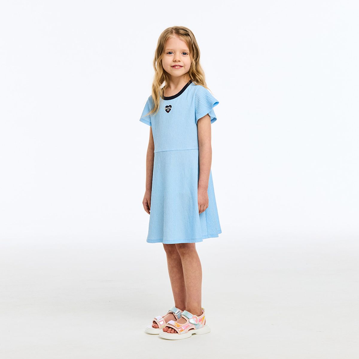 베네통키즈(BENETTONKIDS) 주름지 플레어 원피스_QAOP22631BL