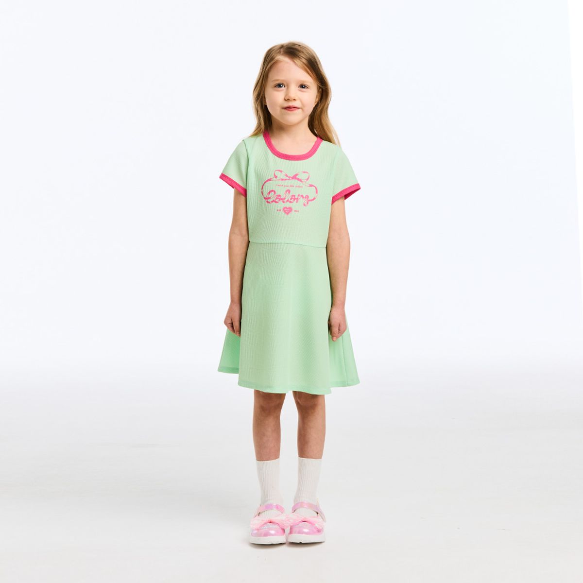 베네통키즈(BENETTONKIDS) 와플 플레어 원피스_QAOP19631YG