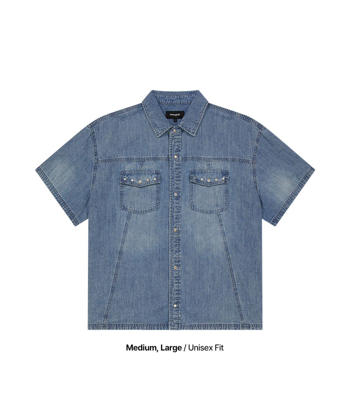 마하그리드(MAHAGRID) DENIM STUD HALF SHIRT BLUE(MG2GMMW340A)