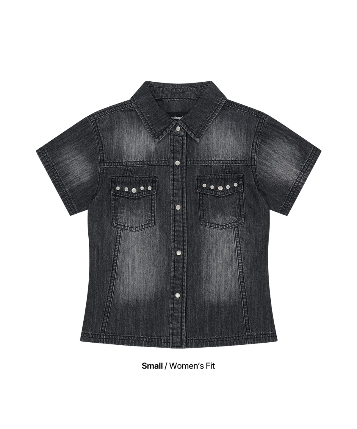마하그리드(MAHAGRID) DENIM STUD HALF SHIRT BLACK(MG2GMMW340A)