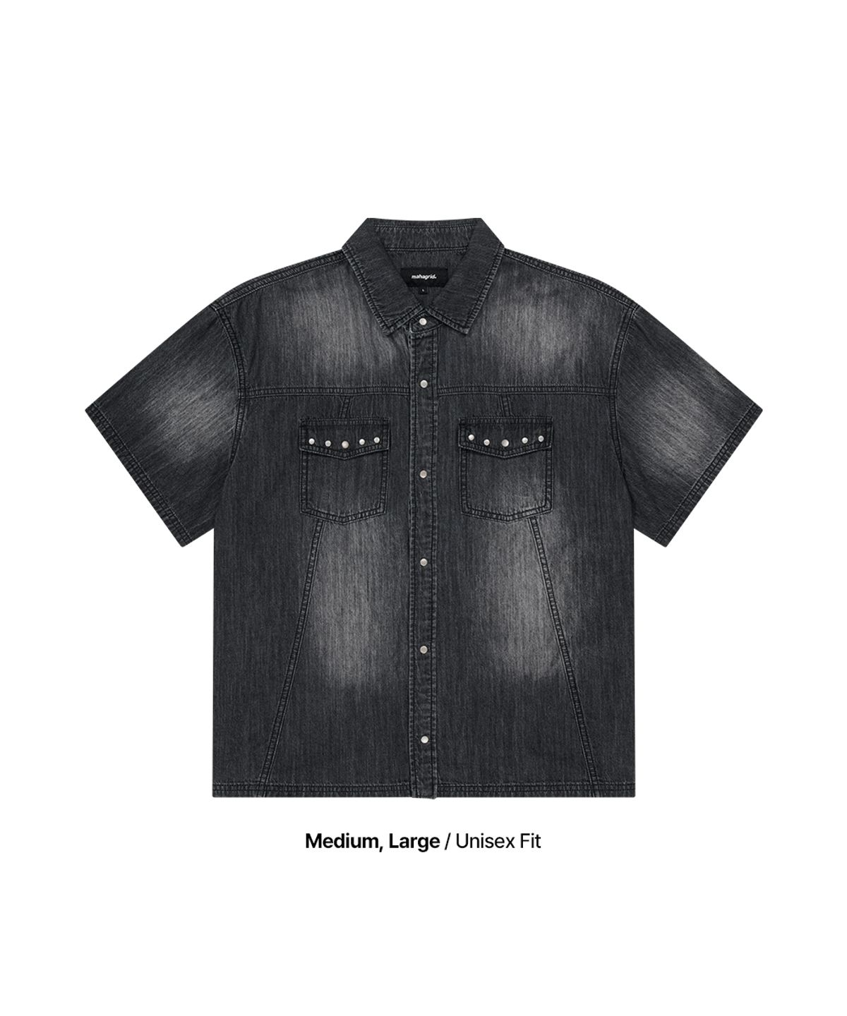 마하그리드(MAHAGRID) DENIM STUD HALF SHIRT BLACK(MG2GMMW340A)