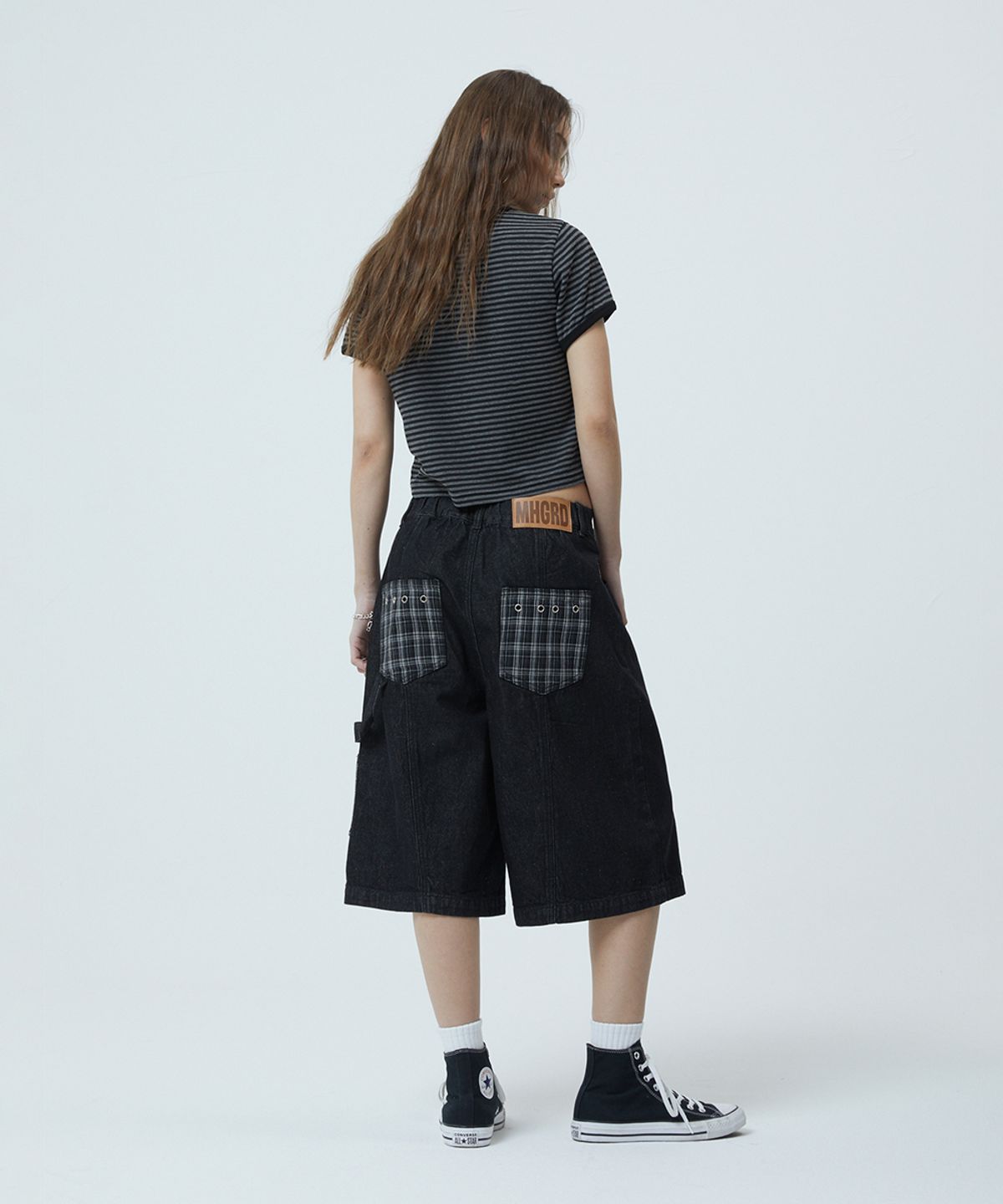 마하그리드(MAHAGRID) BERMUDA CHECK POCKET DENIM SHORT BLACK(MG2GMMD111A)