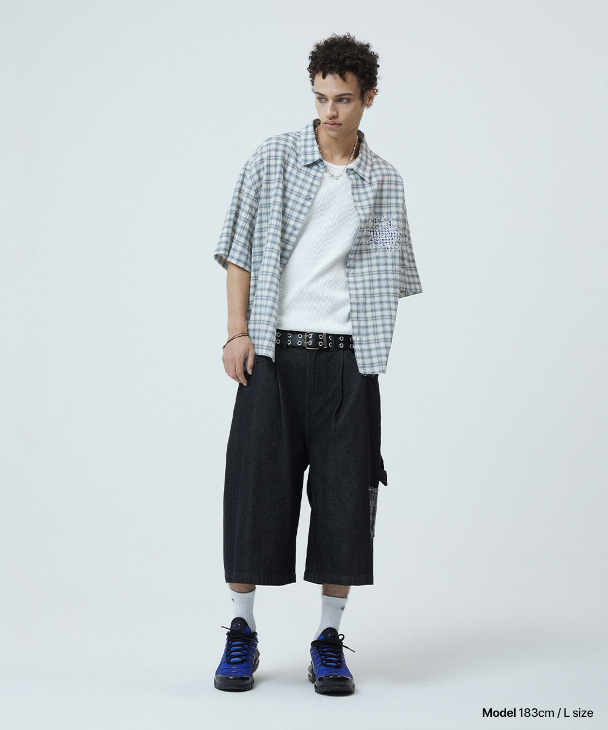 마하그리드(MAHAGRID) BERMUDA CHECK POCKET DENIM SHORT BLACK(MG2GMMD111A)