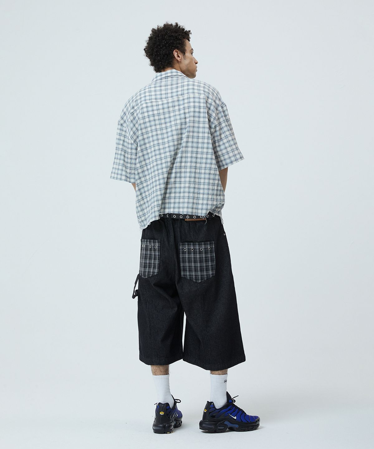 마하그리드(MAHAGRID) BERMUDA CHECK POCKET DENIM SHORT BLACK(MG2GMMD111A)
