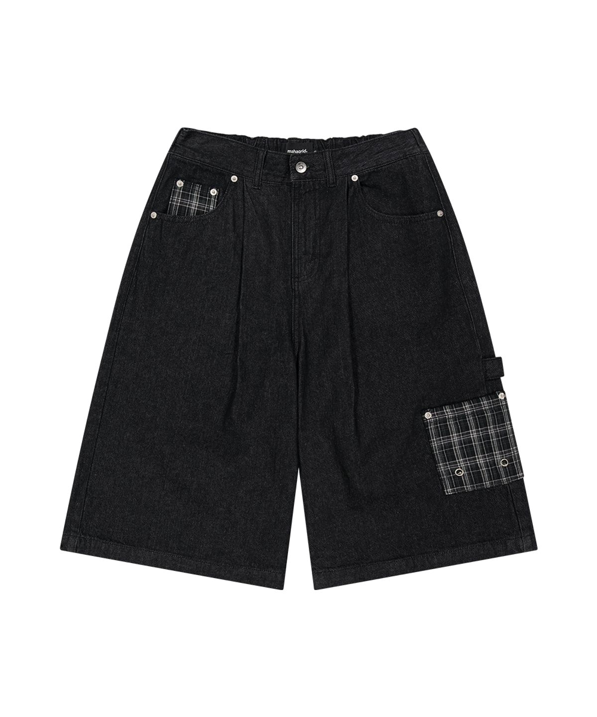 마하그리드(MAHAGRID) BERMUDA CHECK POCKET DENIM SHORT BLACK(MG2GMMD111A)