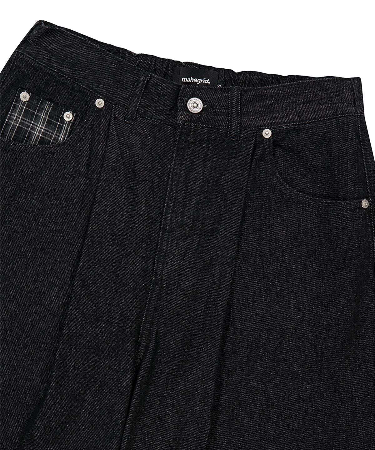 마하그리드(MAHAGRID) BERMUDA CHECK POCKET DENIM SHORT BLACK(MG2GMMD111A)