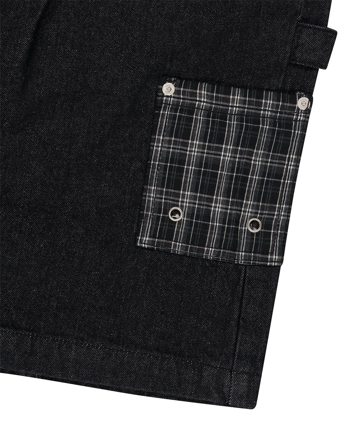마하그리드(MAHAGRID) BERMUDA CHECK POCKET DENIM SHORT BLACK(MG2GMMD111A)