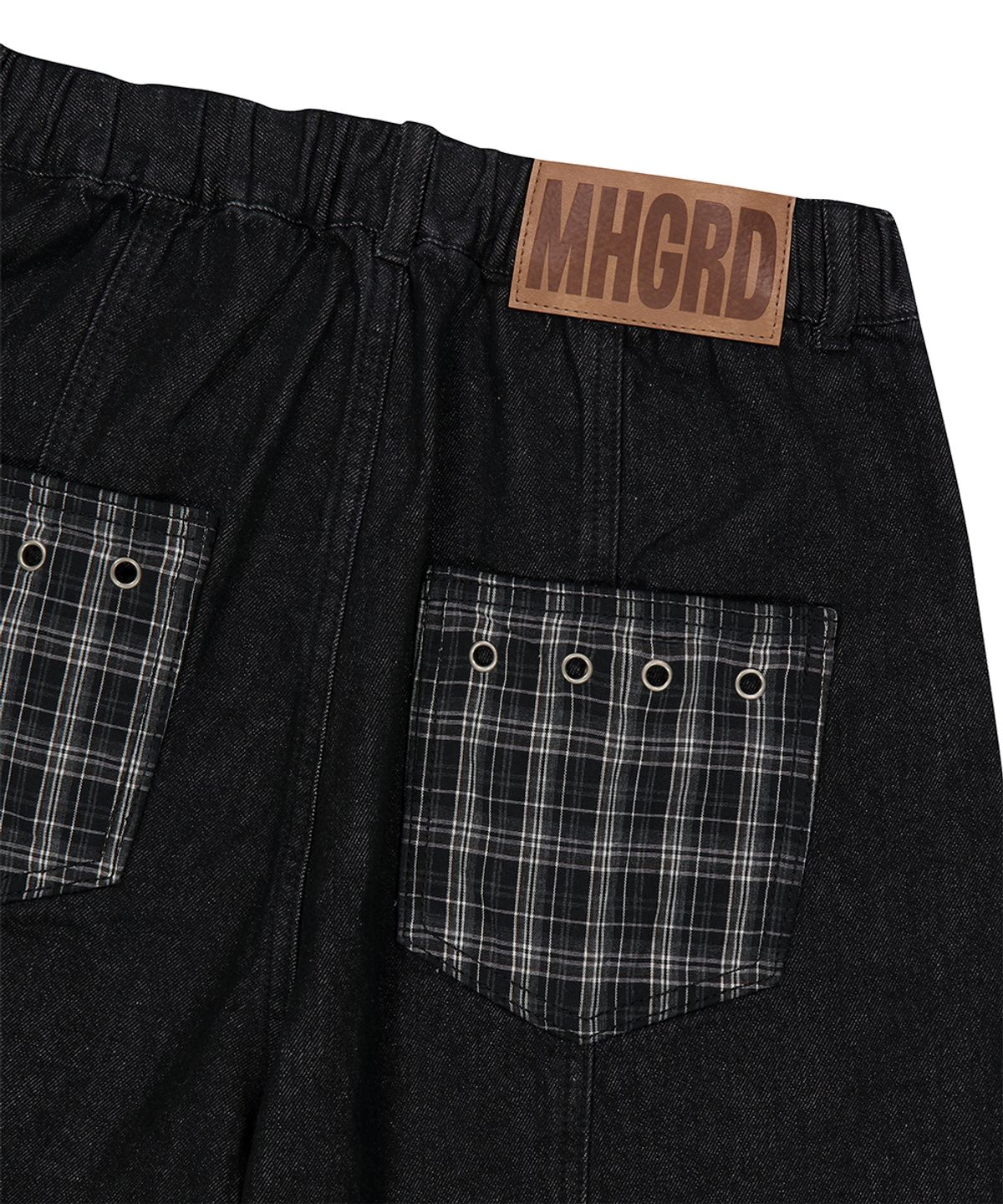 마하그리드(MAHAGRID) BERMUDA CHECK POCKET DENIM SHORT BLACK(MG2GMMD111A)